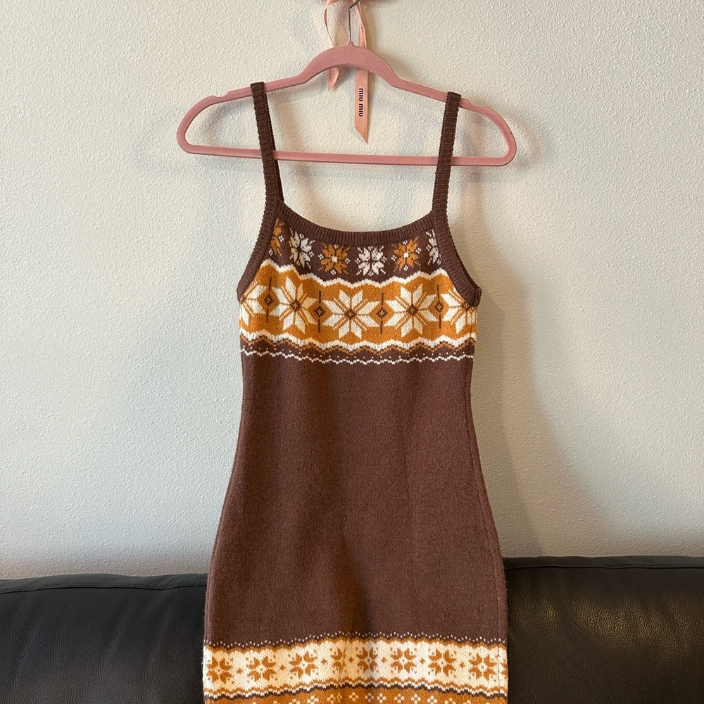 GEOMETRIC PRINT STRIPED CARDIGAN & DRESS (SET) - Picture 3 of 9